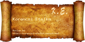 Korencsi Etelka névjegykártya